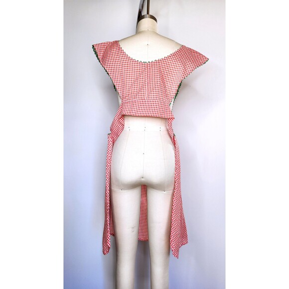Vintage 1940s Apron - Gingham Plaid Checkered Apron Cottage Chic French Country - Picture 5 of 8
